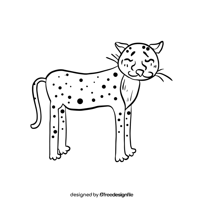 Free cheetah animal black and white clipart