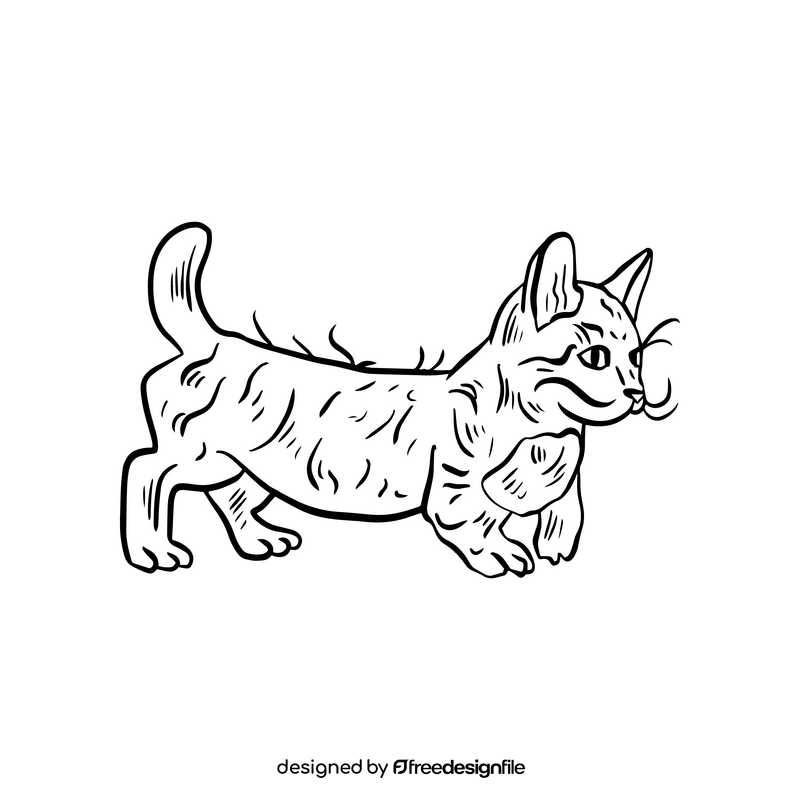 Cute cat pet drawing black and white clipart