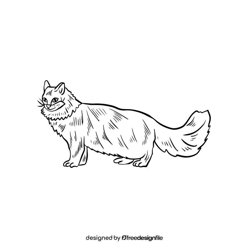 Cute cat animal black and white clipart