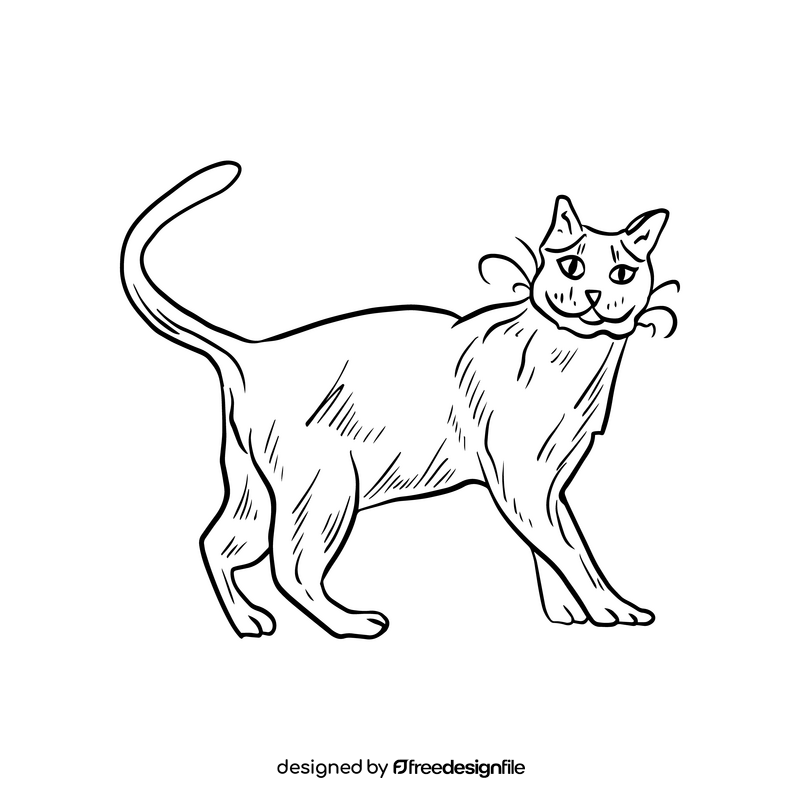 Cute cat animal black and white clipart vector free download