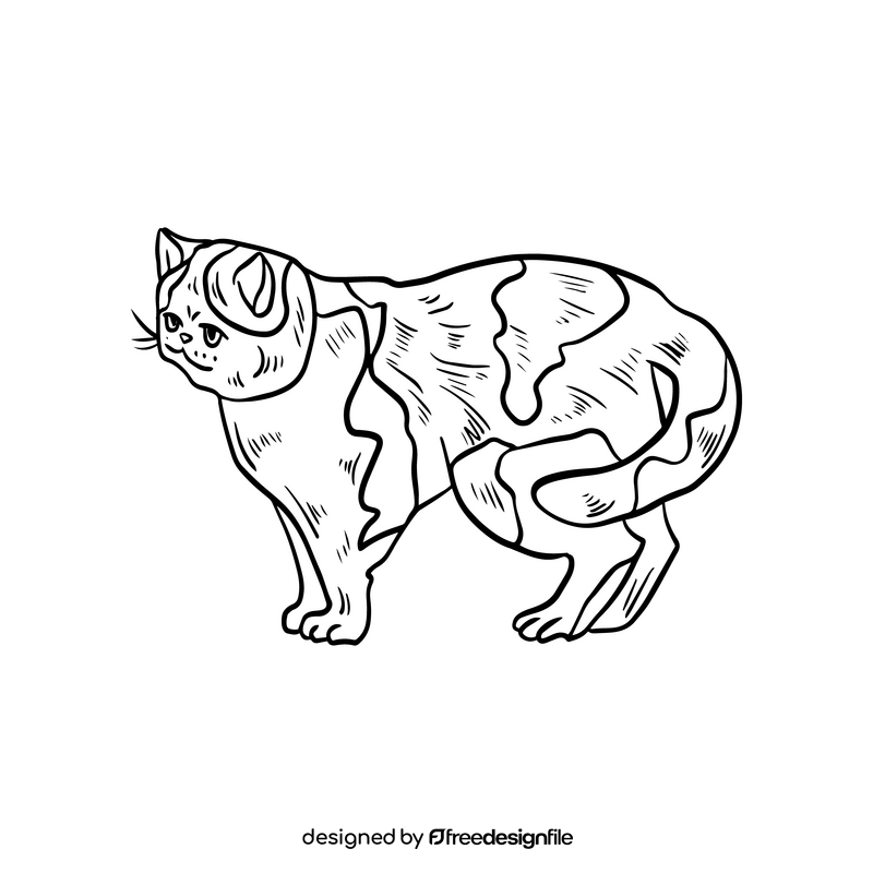 Cat animal illustration black and white clipart