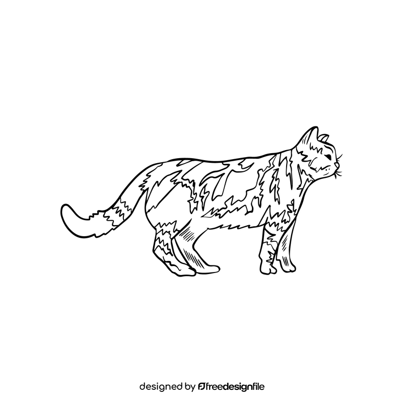 Free cat cartoon pet black and white clipart