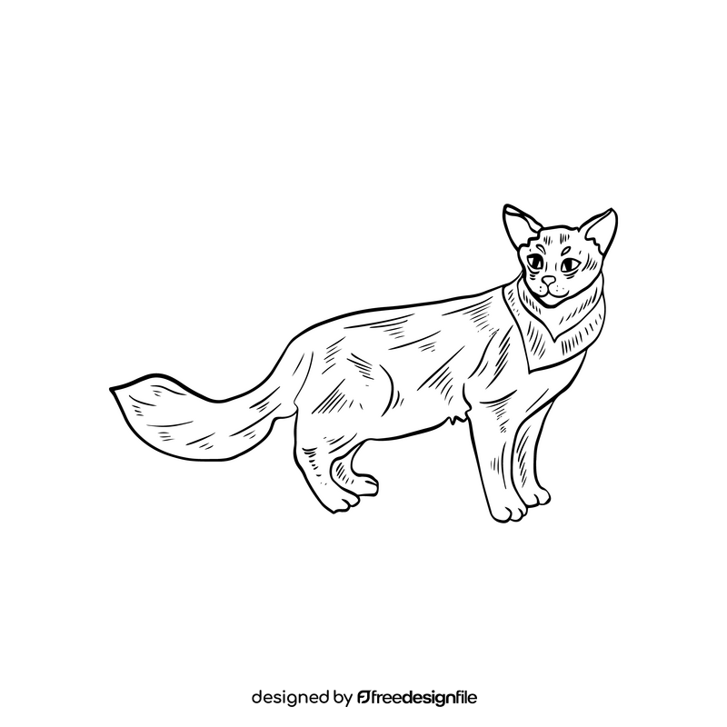 Free cat cartoon pet black and white clipart