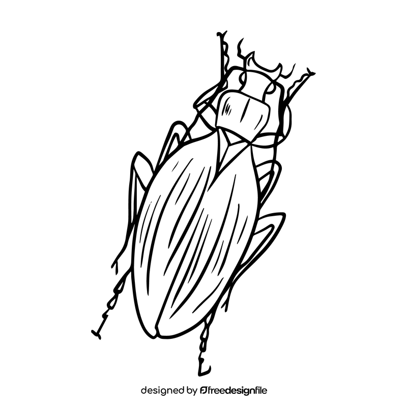 Beetle cartoon black and white clipart