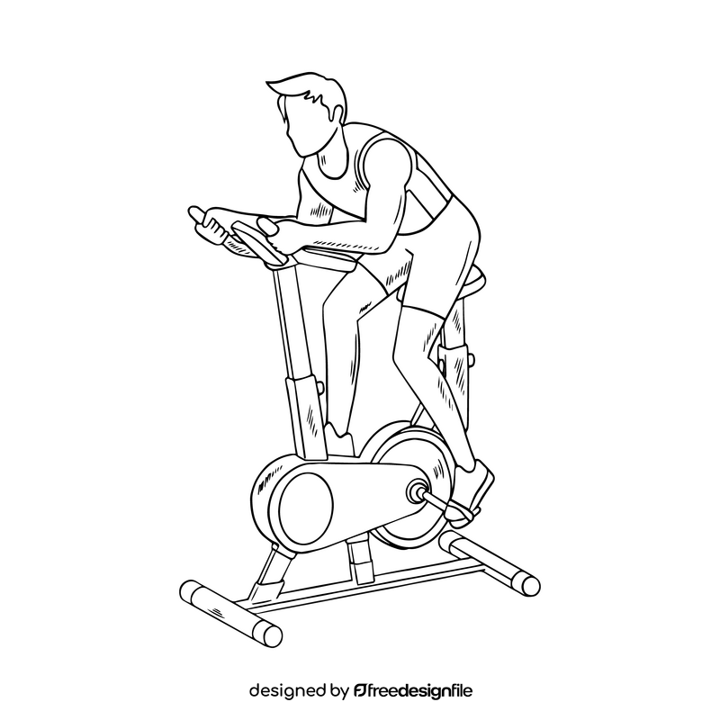 Sports man in gym black and white clipart