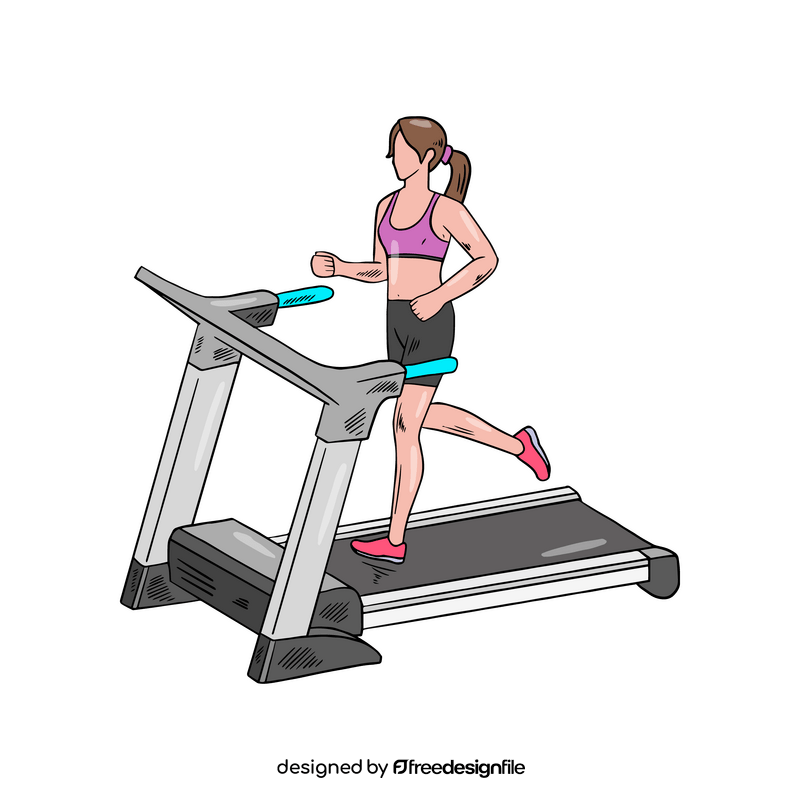 Woman running, fat burning in gym clipart