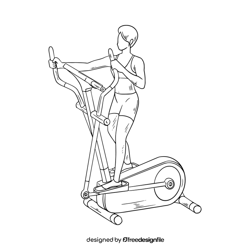 Woman doing fitness exercise black and white clipart