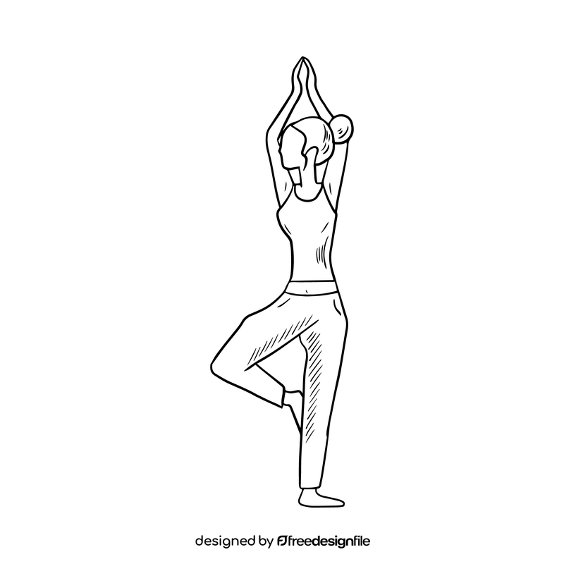 Sports woman doing yoga black and white clipart