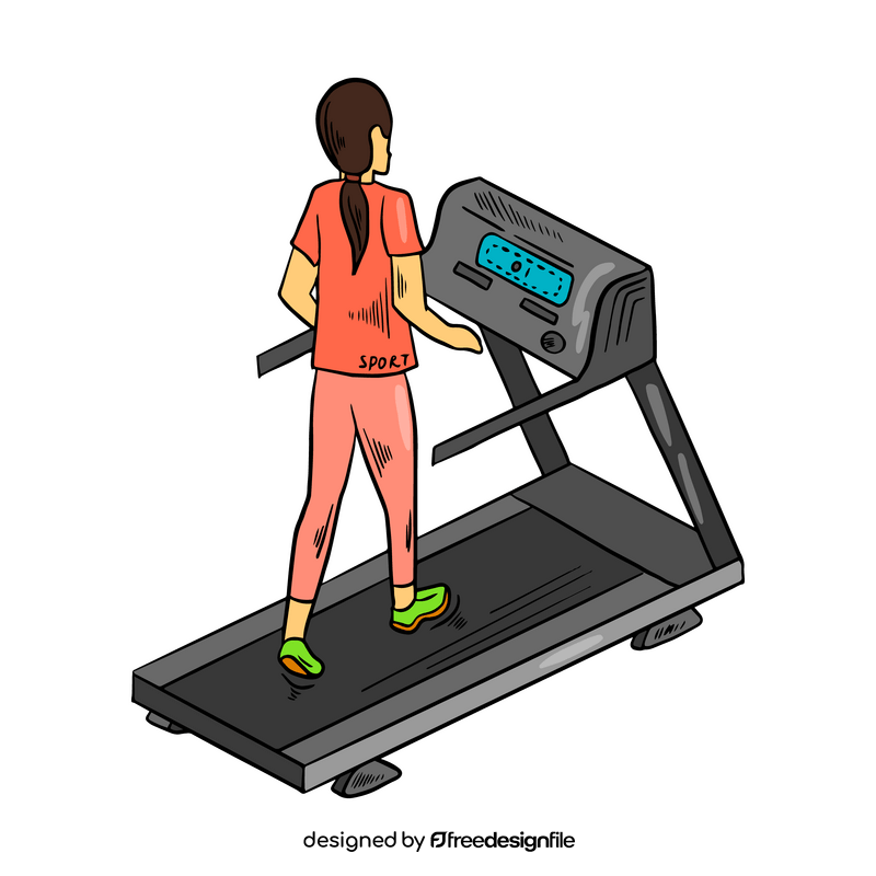 Cartoon girl running in gym clipart