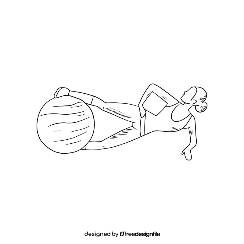 Sports girl doing exercising with balls black and white clipart