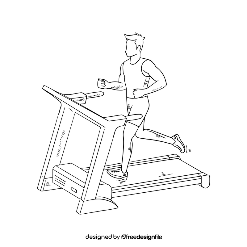 Sportsman running in gym illustration black and white clipart