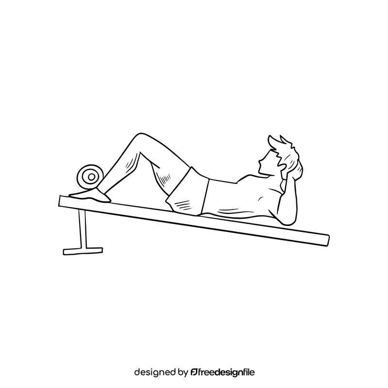 Free man in gym drawing black and white clipart