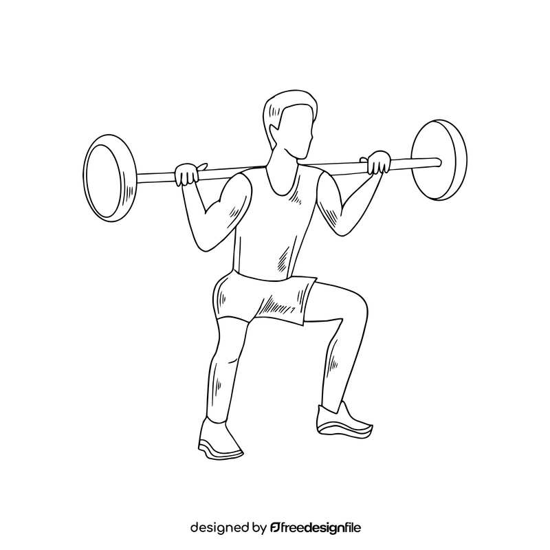 Sportsman lifting kettlebell illustration black and white clipart