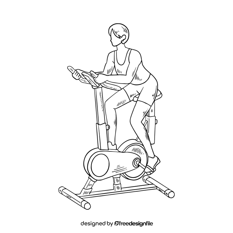 Girl training in gym illustration black and white clipart