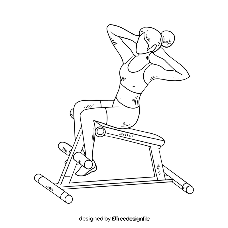 Sportswoman in gym illustration black and white clipart