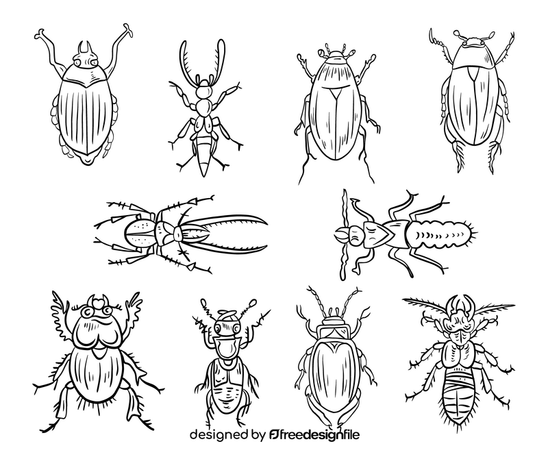 Bugs black and white vector