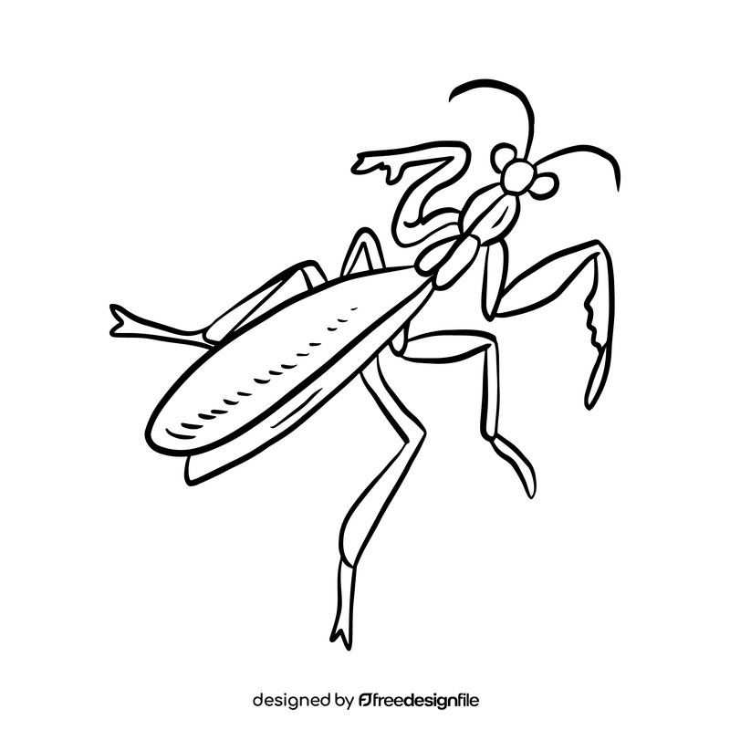 Mantis black and white clipart