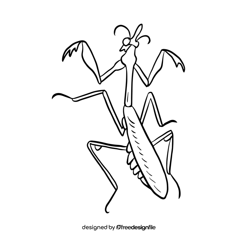 Mantis black and white clipart