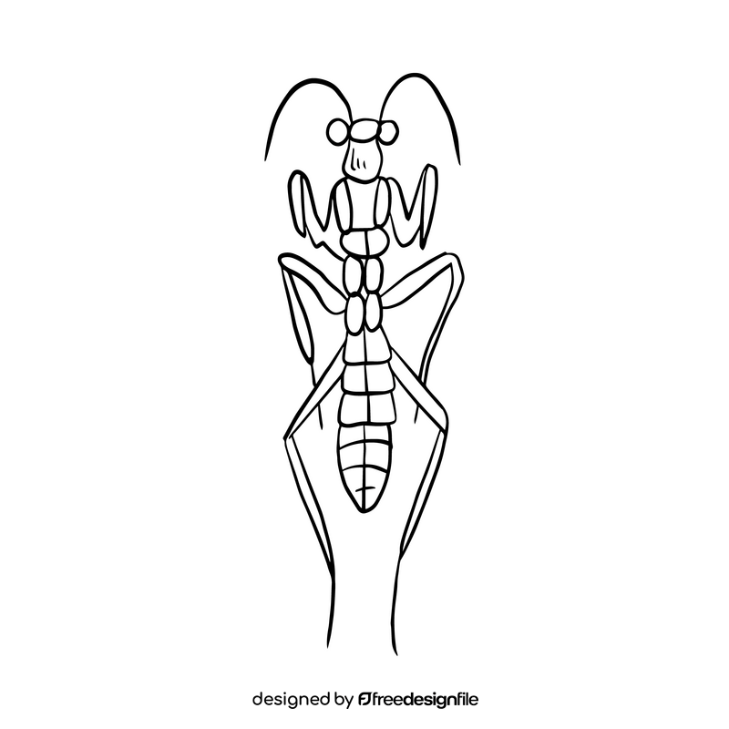 Cartoon mantis black and white clipart