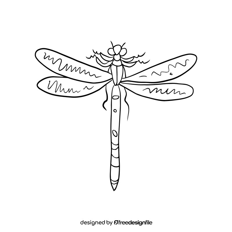 Dragonfly black and white clipart