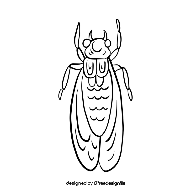 Moth illustration black and white clipart