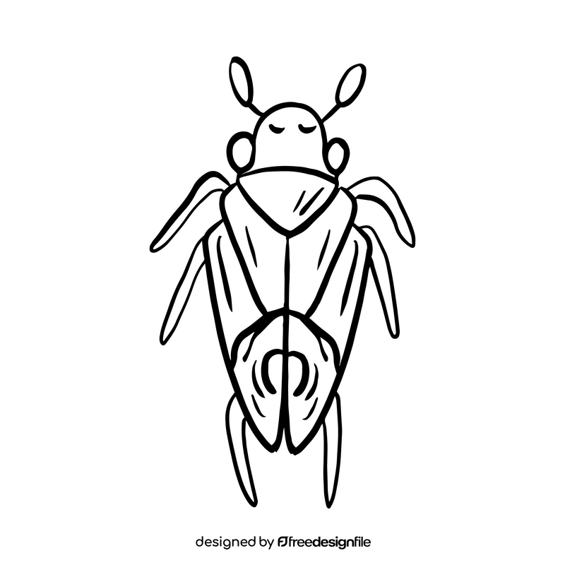 Cartoon moth black and white clipart