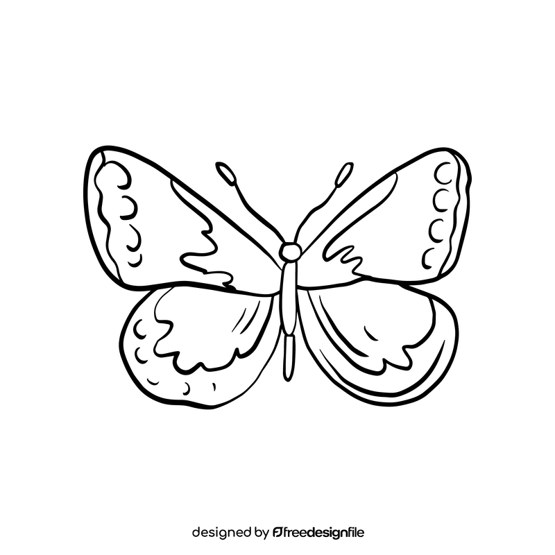 Moth cartoon black and white clipart