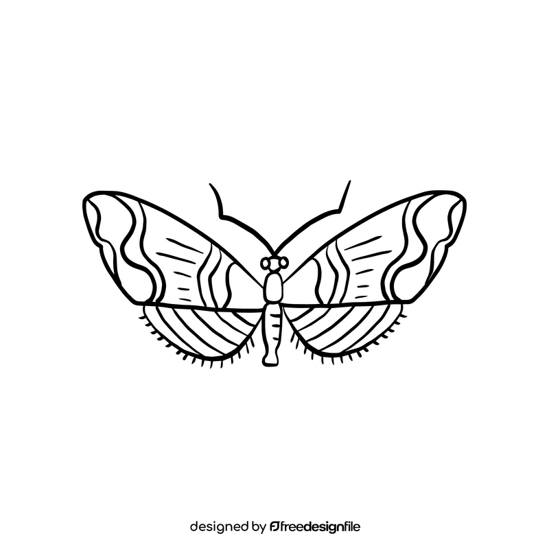 Cartoon moth black and white clipart