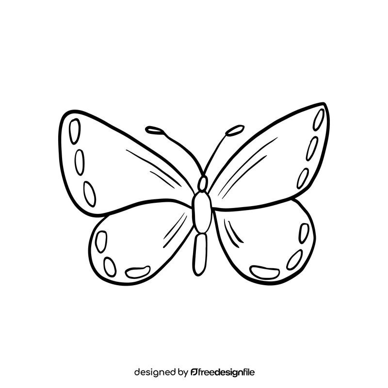 Moth cartoon black and white clipart