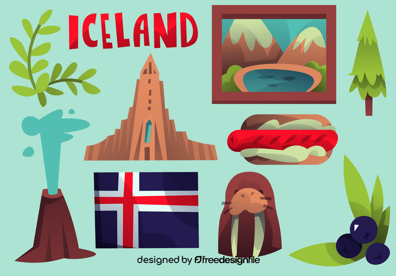 Iceland icon set vector