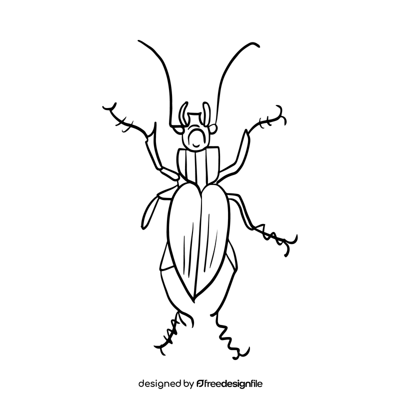 Beetle illustration black and white clipart