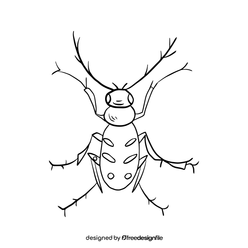 Beetle cartoon black and white clipart