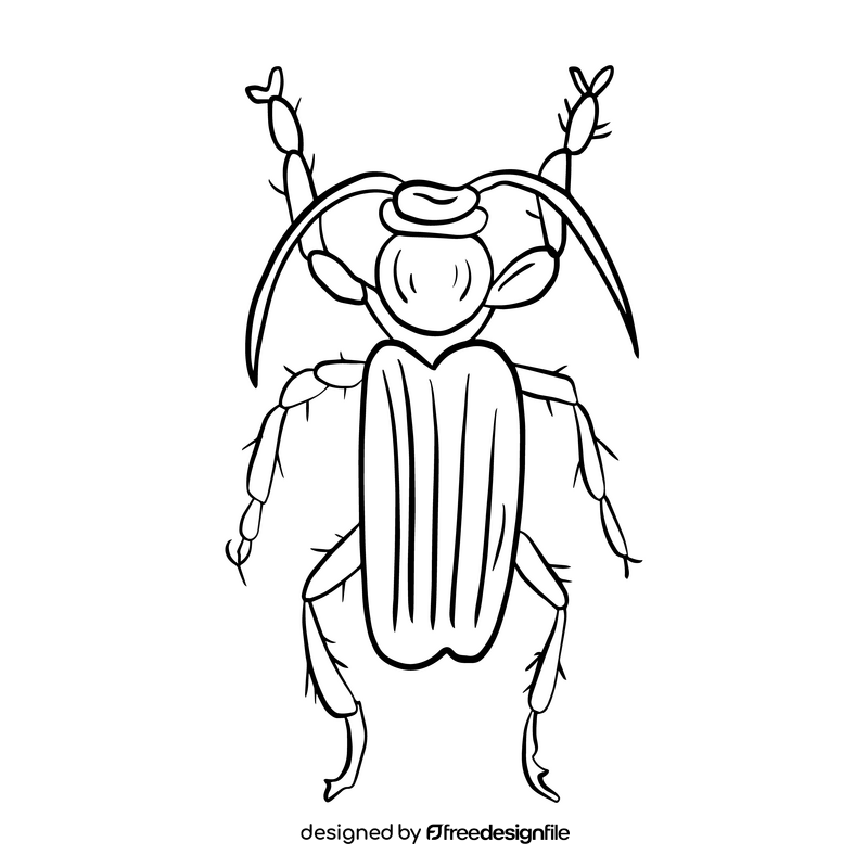 Cartoon beetle black and white clipart