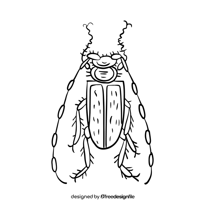 Cartoon beetle black and white clipart