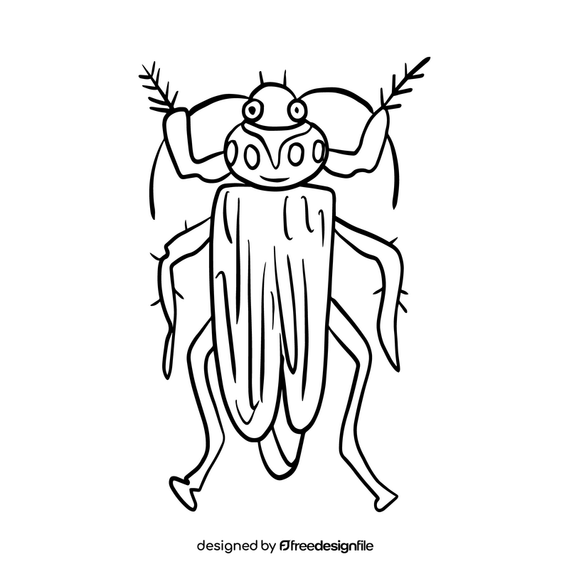 Beetle drawing black and white clipart