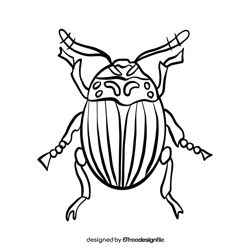 Beetle cartoon black and white clipart