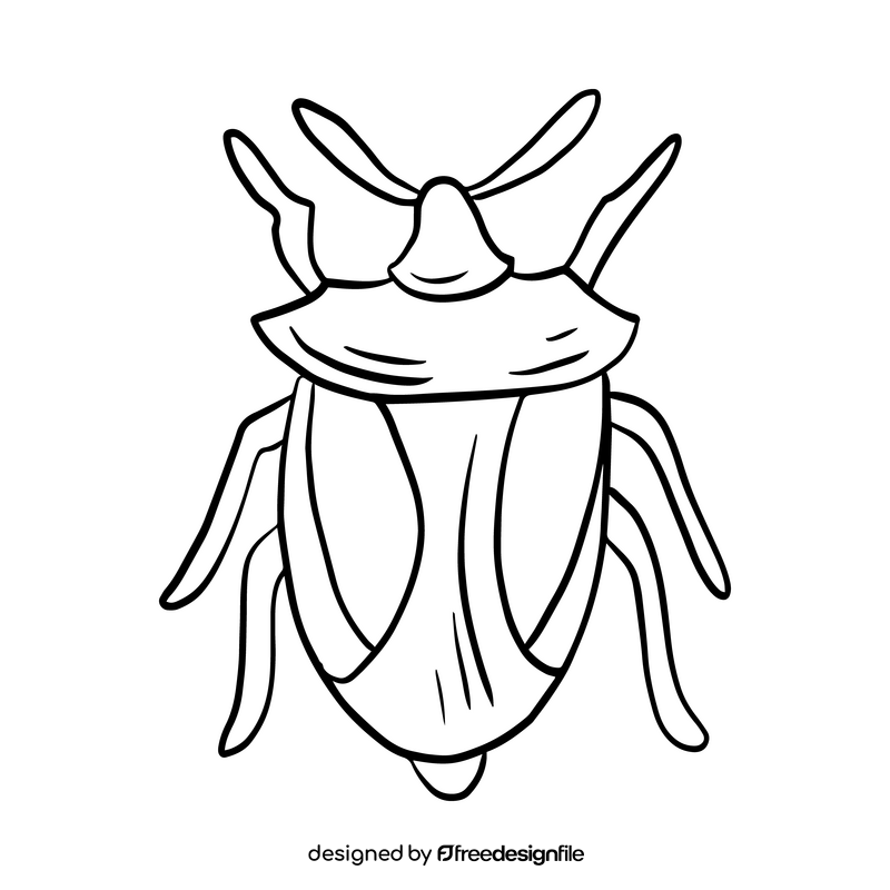 Cartoon stink bug black and white clipart
