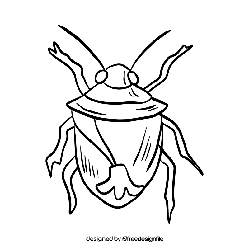Cartoon stink bug illustration black and white clipart