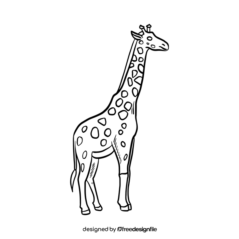 Free giraffe black and white clipart