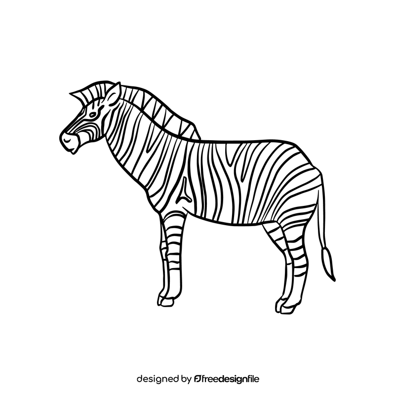 Zebra animal cartoon black and white clipart