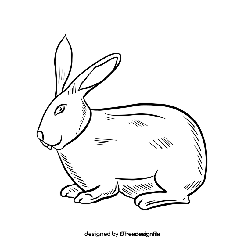Rabbit animal cartoon black and white clipart