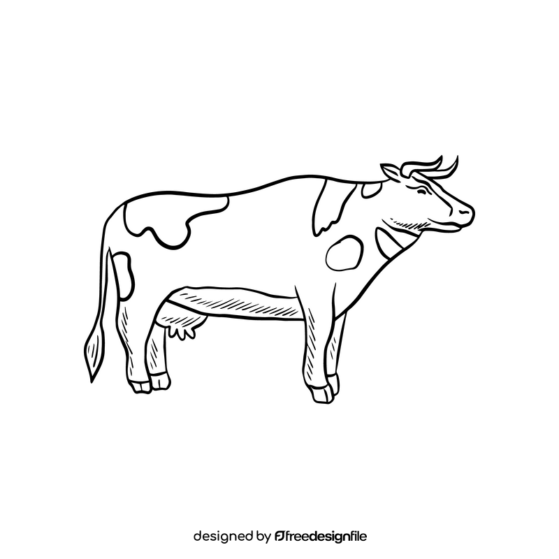 Cow animal drawing black and white clipart