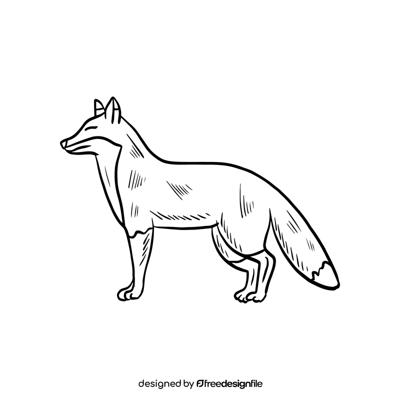 Fox animal black and white clipart