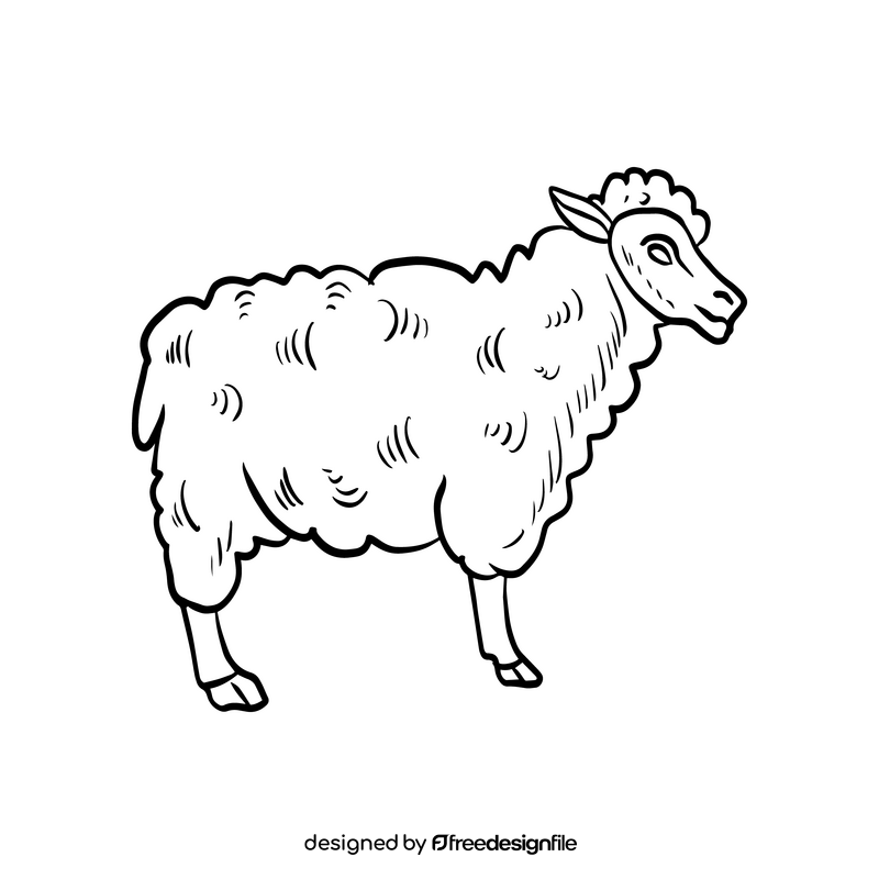 Ram sheep cartoon black and white clipart