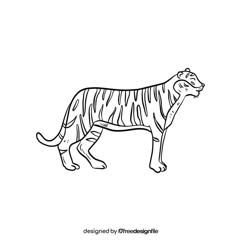 Tiger cartoon black and white clipart