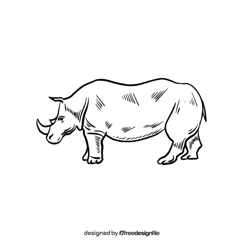 Rhinoceros black and white clipart