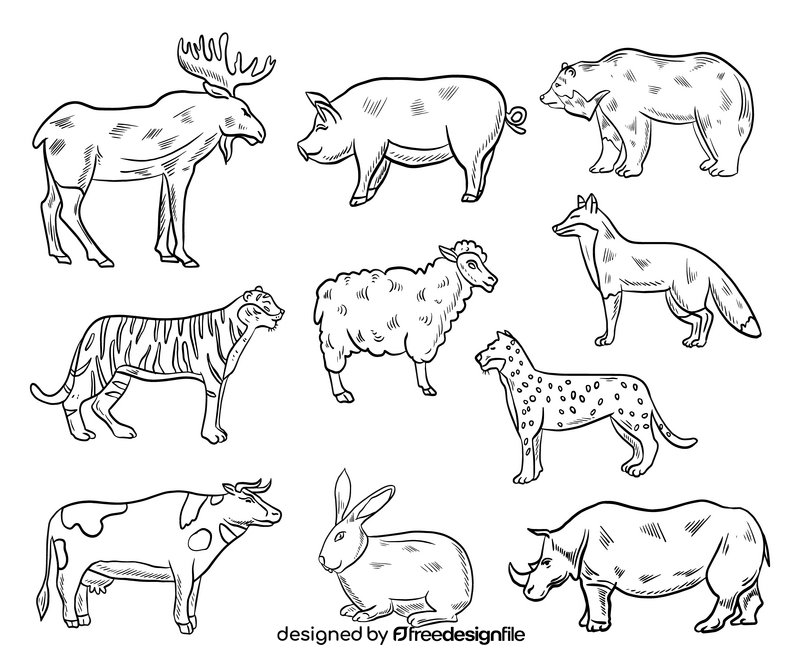 Free animals black and white vector