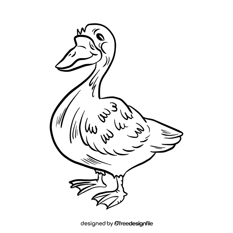 Duck animal black and white clipart