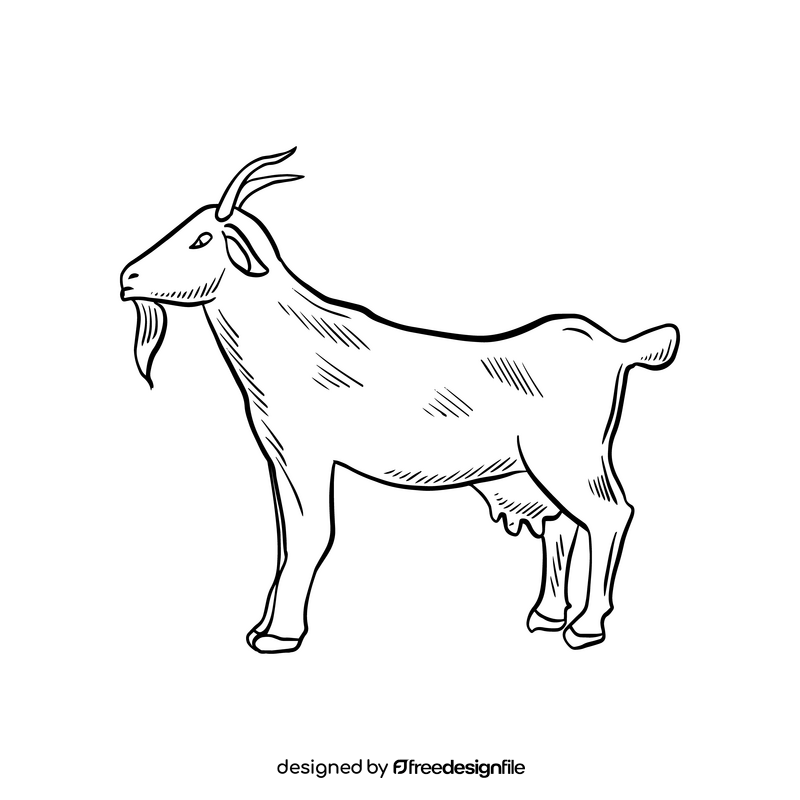 Free goat drawing black and white clipart