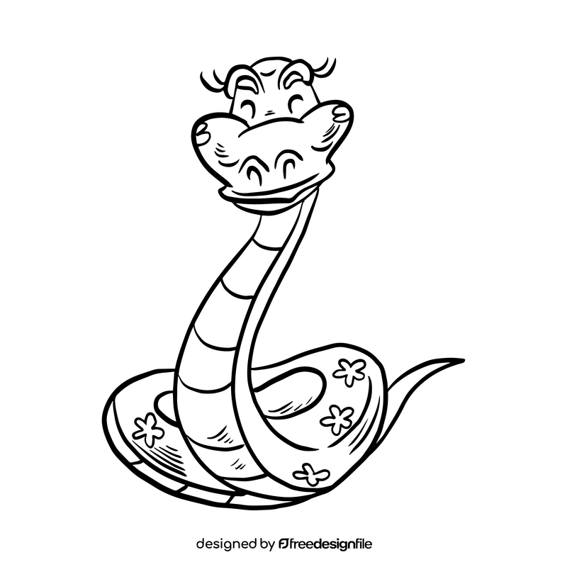 Boa snake black and white clipart